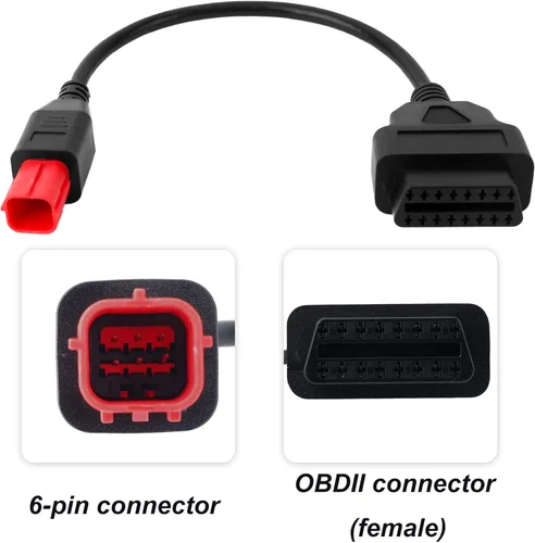 Miniatura 4 de Cable adaptador OBD2 de 6 pines, adaptador de motocicleta OBD2 a herramienta de escáner de diagnóstico de 16 pines para Euro5 Euro6 Can Bus y K-Line