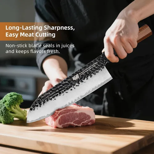 Miniatura 6 de FINDKING Dynasty Series - Cuchillo japonés Santoku, cuchillo de cocina profesional, hoja de acero de alto carbono 9Cr18MoV, mango octogonal