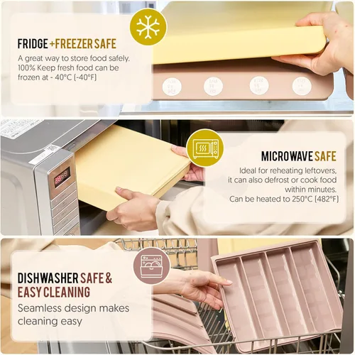Miniatura 5 de Recipiente de silicona para almacenamiento de alimentos para bebés con tapa, 26 onzas, 4 compartimentos, apilable, preparación de comidas