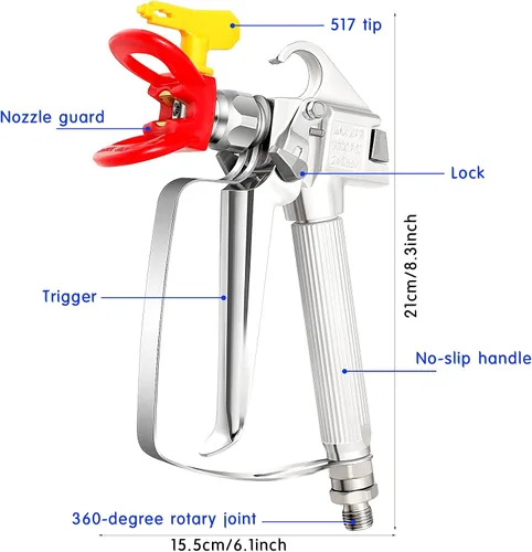 Miniatura 2 de SG02 Pistola de pintura sin aire de alta presión 3600PSI 517 Junta giratoria de punta para bomba pulverizador piezas accesorios (2 juegos)