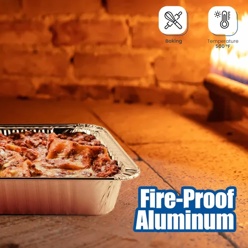 Miniatura 7 de Sartenes de aluminio desechables de tamaño medio (paquete de 30) 9 x 13 para preparar, asar, alimentos, almacenamiento, calefacción, cocina