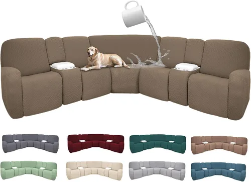 Miniatura 26 de Fundas de sofá reclinable seccional 100% impermeables para sofá reclinable en forma de L, funda de sofá modular de esquina en forma de L, fundas