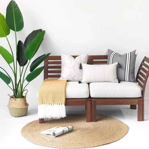 Miniatura 5 de Hofdeco Funda de almohada decorativa neutra solamente, para sofá, sofá o cama, borla a rayas gris oscuro, 20 x 20 pulgadas