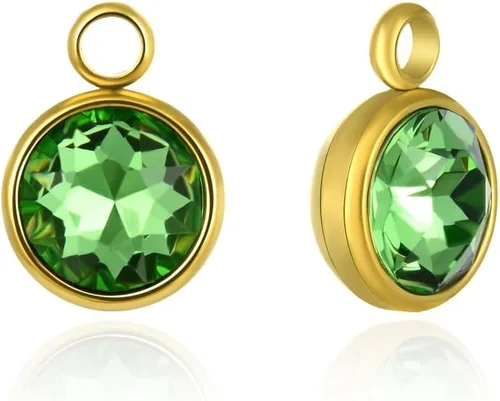 Miniatura 13 de Adabele Colgante de acero inoxidable chapado en oro amarillo de 18 quilates con piedra natal redonda de grado A de 0.236 in y 0.394 in, no se