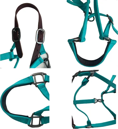 Miniatura 3 de Majestic Ally Halter de cuero con cuerda de plomo a juego para caballos - Corona de cuero - Correa ajustable para la barbilla - Pestillo enrollado