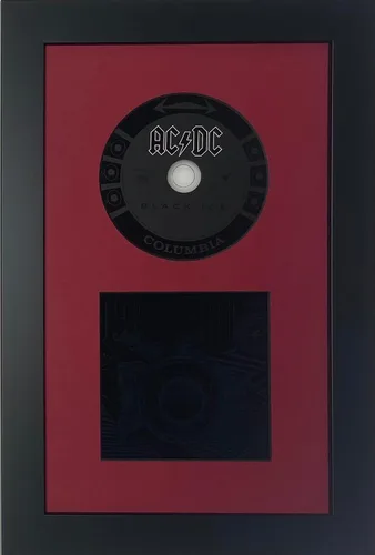Miniatura 3 de Marco doble para CD y marco de folleto, con diseño de alfombrilla negra, parte frontal de vidrio y marco negro de madera maciza