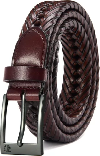 Miniatura 13 de CHAOREN Cinturones trenzados de cuero para hombre, cinturón de cuero tejido casual de 1 1/8 pulgadas para pantalón de vestir