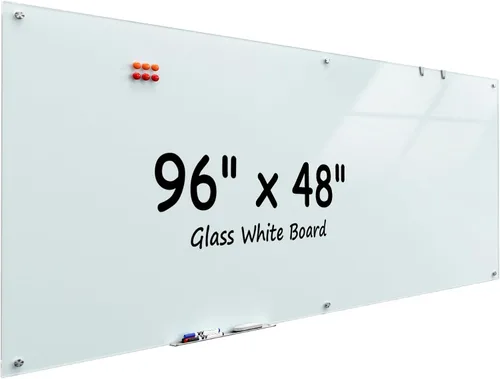 Miniatura 15 de MaxGear Pizarra blanca de vidrio montada en la pared, pizarra magnética de borrado en seco, vidrio templado, respaldo de acero, superficie lisa