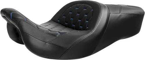 Miniatura 18 de C.C. RIDER Asiento de conductor, piloto y pasajero de una pieza con diamante, asiento de 2 plazas para Harley Touring Road King FLHR, Street Glide