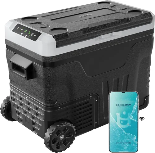 Miniatura 13 de EUHOMY Refrigerador de 12 voltios, enfriador eléctrico de doble zona de 35 cuartos (33 litros), congelador portátil de 12 V/24 V CC 110-240 V CA