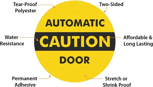 Miniatura 7 de SmartSign, calcomanía para vidrio de doble cara con leyenda "Caution: Automatic Door 2-Sided Message", círculo de 6 pulgadas de diámetro