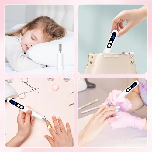 Miniatura 7 de Kit profesional de manicura y pedicura, taladro eléctrico de uñas con luz LED de 360° y pantalla LCD, lima de uñas eléctrica, herramientas