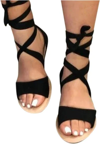 Gibobby Womens Sandals Sandalias casuales de verano cómodas con tiras, sandalias bohemias casuales con cordones, sandalias planas de playa, zapatos