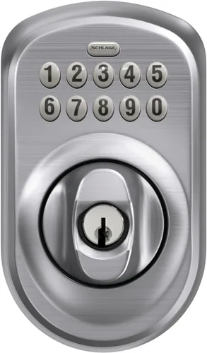 Miniatura 6 de Schlage - Cerrojo de seguridad Plymouth BE365 PLY 626 con teclado, cerradura de entrada electrónica sin llave, cromo satinado