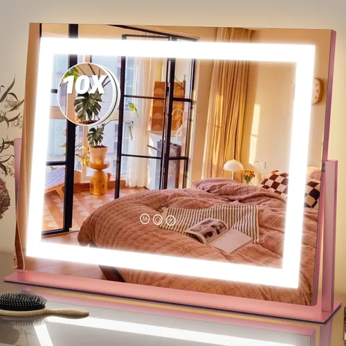 Miniatura 23 de FENNIO - Espejo de tocador con luces, espejo de maquillaje iluminado LED, pantalla táctil con 3 modos de iluminación, regulable, para mesa
