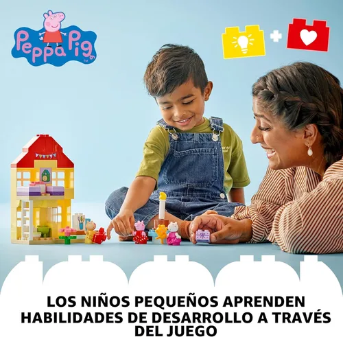 Miniatura 2 de LEGO DUPLO Peppa Pig Casa de Cumpleaños de Peppa Pig con 3 Figuras de Animales, Juguete Educativo para Niños de 2 Años, Casa de Muñecas Construible