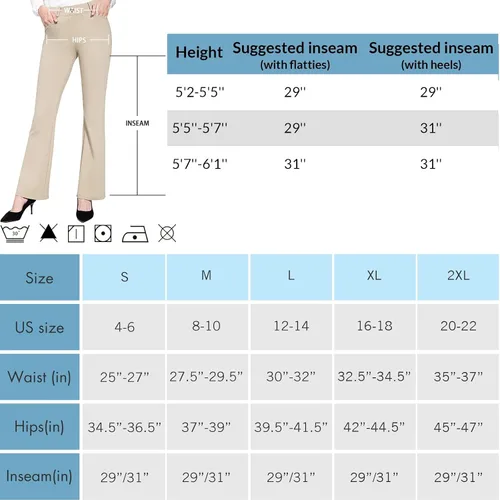 Miniatura 6 de BALEAF Pantalones de yoga para mujer pantalones elásticos para el trabajo negocios casual pierna rectacorte de bota con 4 bolsillos