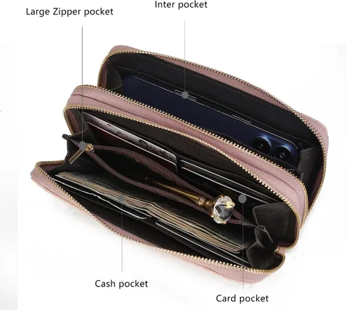 Miniatura 13 de MKF Collection Mia K - Cartera de pulsera para mujer, pequeña cartera de cuero vegano para tarjetas de crédito con cremallera y bolsillo