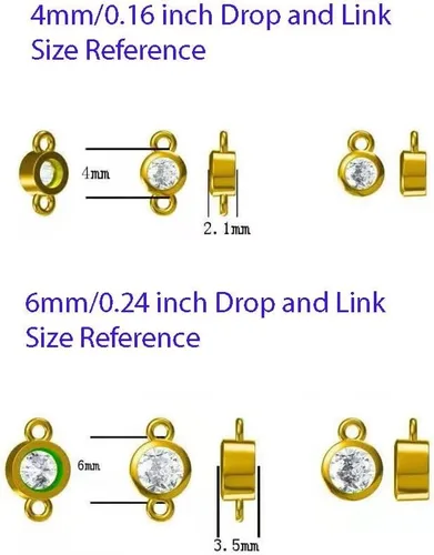 Miniatura 6 de Adabele Auténtico colgante de plata de ley chapada en oro amarillo de 18 quilates con circonia cúbica redonda pequeña de 4 mm y 6 mm, engastada