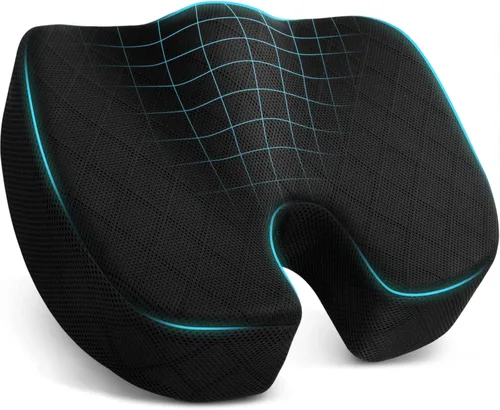 Miniatura 9 de TushGuard - Cojín para asiento de oficina/coche, almohadilla antideslizante para silla para aliviar el dolor de ciática, coxis y espalda, almohada