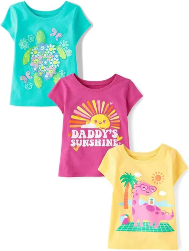 Miniatura 30 de The Children's Place Baby-Girls and Toddler Unicorns,Butterflies,Trends Short Sleeve Graphic T-Shirts,3 Pack