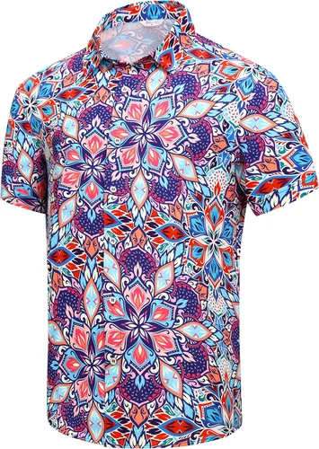 Miniatura 20 de SheLucki - Camisa hawaiana para hombre, unisex, de manga corta, con botones, para la playa y el verano, ropa casual estampada con sombra de palmas