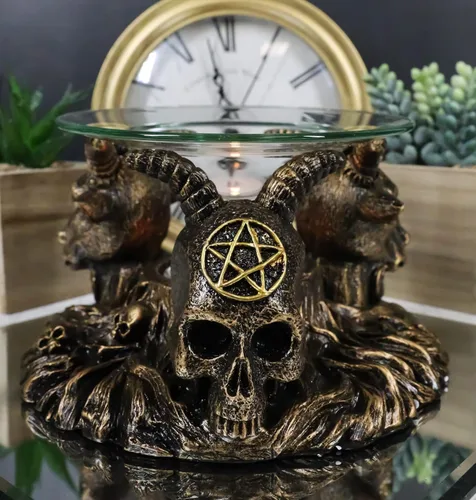 Miniatura 6 de Ebros Gift Paranormal Pagano Oculto Wicca Baphomet Sabbatic Cabras y Cráneo Demonio Imp Vela Quemador de Aceite Calor Calentador de Tarta Aroma