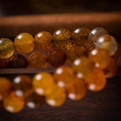 Miniatura 7 de 100 cuentas de ágata marrón con bandas de 0.315 pulgadas para la fabricación de joyas, cuentas redondas de piedra natural para bricolaje collares
