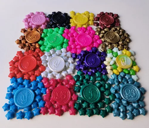 Miniatura 4 de 300 cuentas de cera de sellado de estrella de la suerte, cuentas de sello de cera flash PORXFLY para sello de sellado, ideal para invitaciones