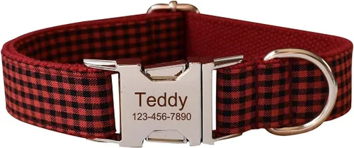 Miniatura 11 de Collares personalizados para cachorros, mascotas pequeñas, medianas y grandes con nombre y número de teléfono grabados (S, azul)