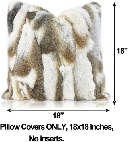 Miniatura 2 de Fundas de almohada de piel natural auténtica, almohadas suaves y peludas, funda de almohada de piel de conejo real, acogedora funda de cojín de piel