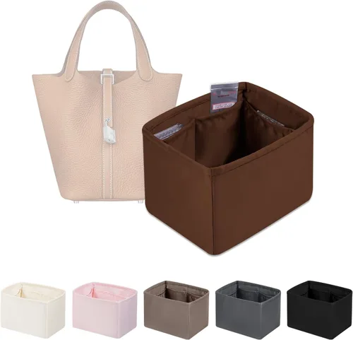 Miniatura 13 de Organizador de bolso para bolsa de lujo, tela de satén ligera y suave con bolsillos, ideal para viajes, compras y uso diario, opciones multicolor