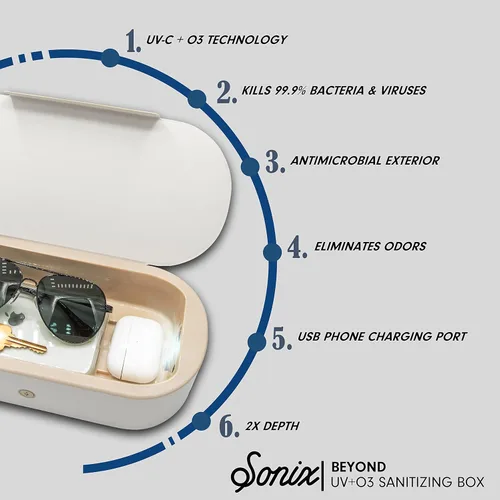 Miniatura 2 de Sonix Beyond - Caja desinfectante UV+O3 y cargador universal UV y desinfectante de ozono para teléfono, máscara, cepillo de maquillaje, herramienta
