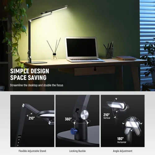 Miniatura 8 de NEEWER Basics - Lámpara LED de escritorio de 16 W para iluminación de lectura de videoconferencias en casa, oficina en casa, cuidado de los ojos