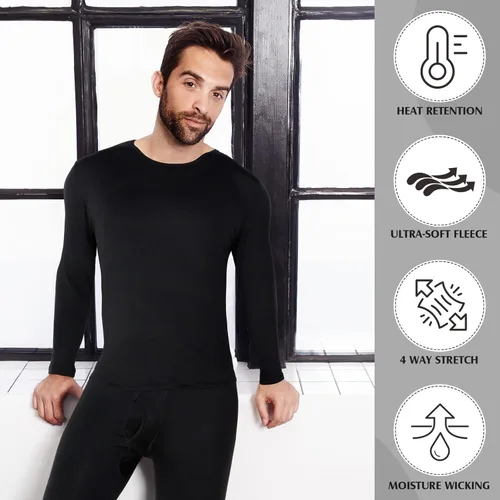 Miniatura 5 de Patelai 5 Conjuntos de ropa interior térmica para hombre, forro polar, capa base larga para invierno