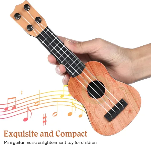 Miniatura 2 de Toddmomy Mini ukelele de juguete para niños de 9.84 pulgadas pequeño modelo de guitarra de plástico instrumento musical juguete educativo