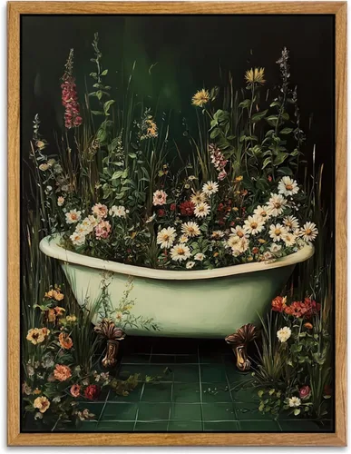 Miniatura 22 de AtterrirArt Divertido arte de pared enmarcado para baño, 8 x 10 pulgadas, lindo pato en el inodoro, lectura de periódico, decoración de pared