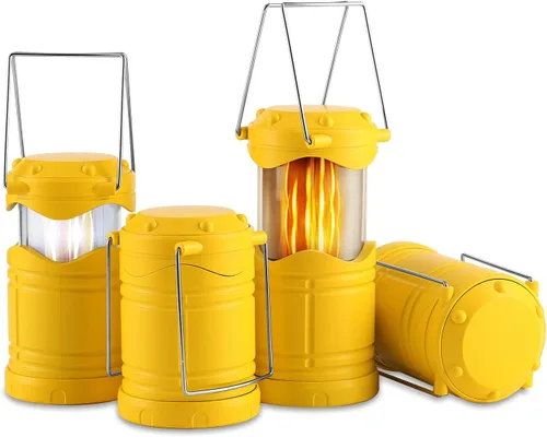 Miniatura 8 de Lichamp Paquete de 4 linternas LED para campamento, velas plegables sin llama, velas de té, luces de campamento portátiles a batería, kit de Gris