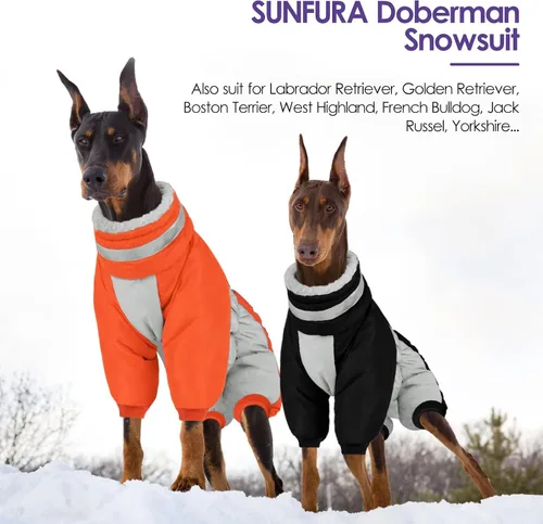 Miniatura 7 de Abrigo de cuerpo completo para perro – Chaqueta de vellón cálida para perros grandes, abrigos de invierno de cuello de tortuga con arnés, traje