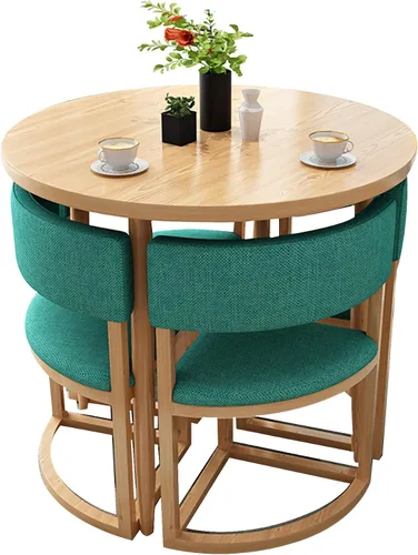 Mesa de cocina y sillas para 4, juego de mesa redonda de comedor para 4, negociación de conferencias pequeñas, 1 mesa y 4 sillas, mesas de café,