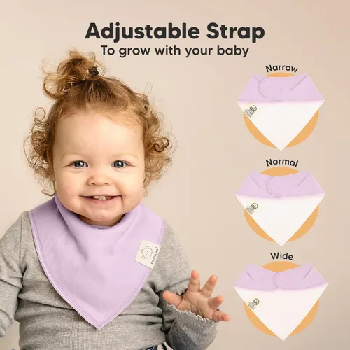 Miniatura 3 de KeaBabies 8 unidades de baberos orgánicos tipo bandana para niñas - Baberos tipo triángulo súper absorbentes para bebés que babean y están en Lila
