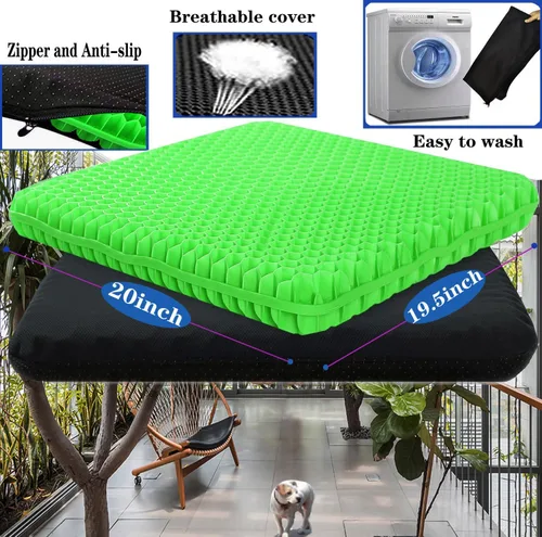 Miniatura 2 de Cojín de asiento de gel de tamaño grande para sentarse prolongadamente, extra grande y grueso, cojín de asiento para espalda, cadera, ciática