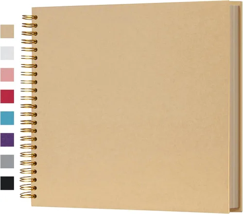Miniatura 58 de potricher Álbum de scrapbook DIY de 10 x 10 pulgadas, 80 páginas de papel kraft grueso negro en blanco, libro de recuerdos para bodas y aniversarios