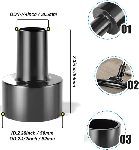 Miniatura 3 de 10 accesorios universales de vacío para accesorios de aspiradora de tienda, adaptador de manguera de 2 1/2 a 1 1/4 pulgadas para aspiradora