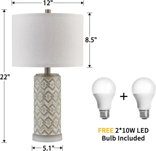 Miniatura 7 de Kyrid Juego de 2 lámparas de mesa de granja con luz nocturna, lámparas rústicas para sala de estar y dormitorio (bombillas incluidas)