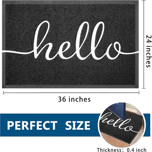 Miniatura 2 de EARTHALL Tapete con la frase Hello, 36 x 24 pulgadas, duradero, antideslizante, absorbente de lodo, fácil de limpiar para puerta/garaje/entrada Hola