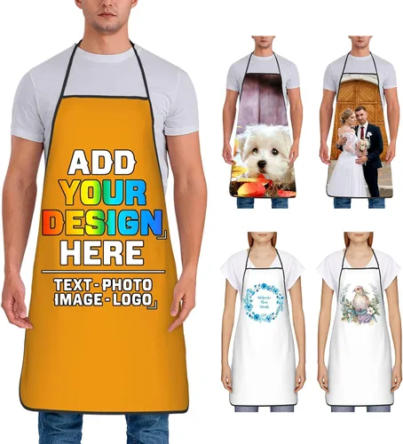 Miniatura 15 de Delantal personalizado para mujer, personalizado para añadir tu propio nombre, texto, logotipo, foto, chef, delantal de cocina para barbacoa