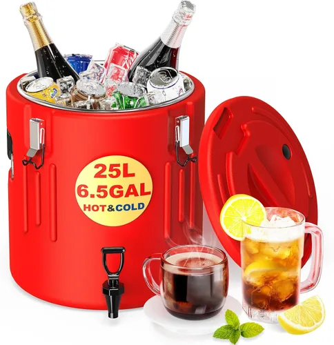 Miniatura 9 de Dispensador de bebidas aislado de 3.5 galones, dispensador de bebidas frías y calientes con interior de acero inoxidable 304 y boquilla, dispensador