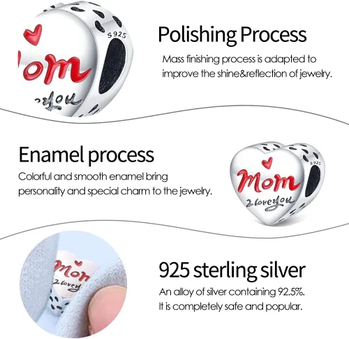 Miniatura 3 de Pandach 925 Sterling Silver Charms for Bracelets Necklace with 5A CZ Stones Dangle Pendant Bead Jewelry Beads Gifts for Women