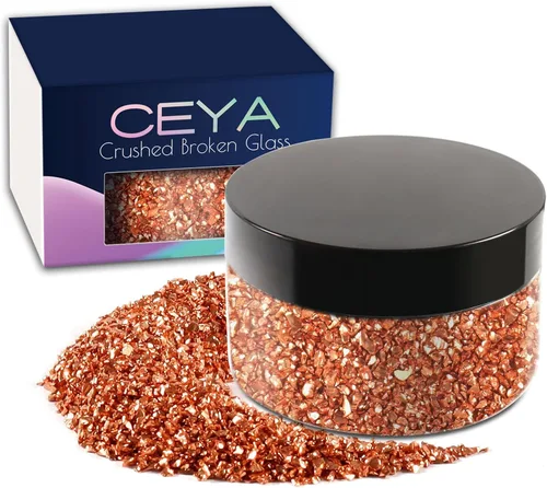 Miniatura 38 de Ceya 5.3 onzas/150g Vidrio Triturado Irregular Azul Neptuno Metálico Chips de Cristal Vidrio Roto Chips Purpurina 2-4mm Manualidades Purpurina